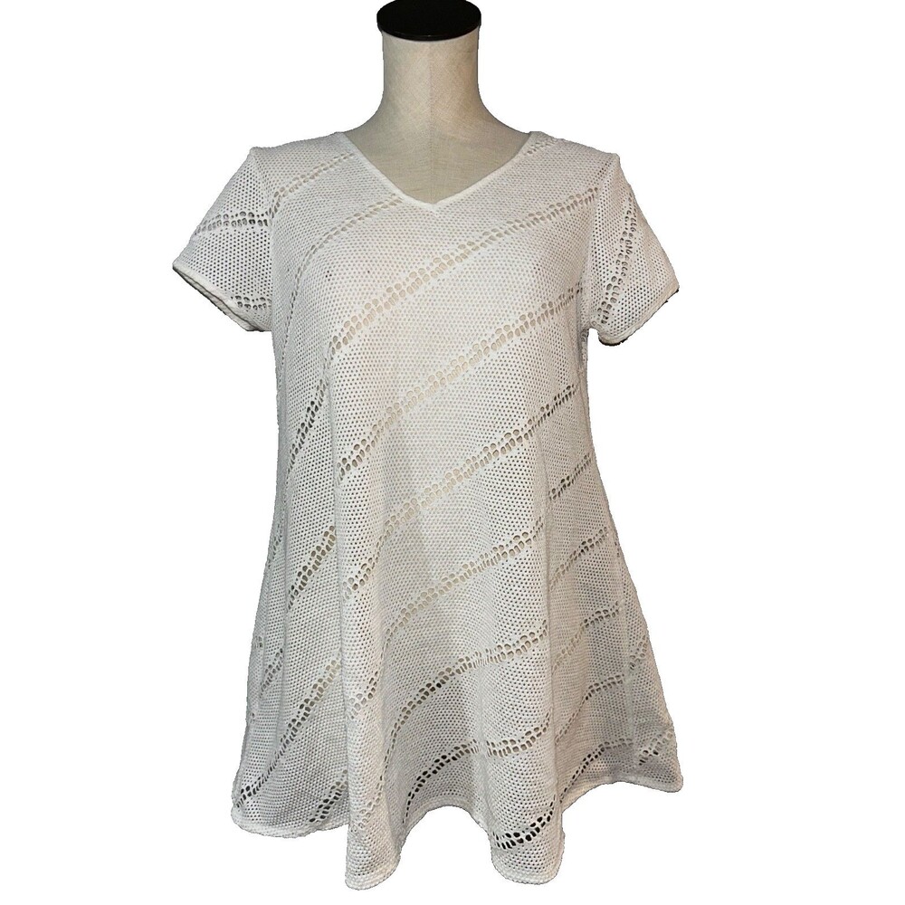 Dotti Vintage Women’s Crochet Cotton Cap Sleeve Tunic Top size M Boho Coquette